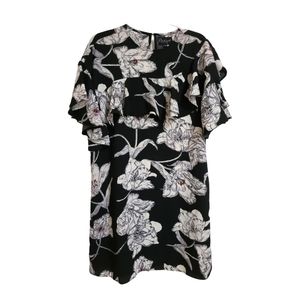 B. Boutique Georgina Black Floral Ruffle Dress Sz XL